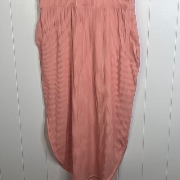 Anthropologie Daily Practice Ribbed Peach Short Sleeve Midi Dress SZ M - Picture 3 of 10